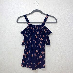 Blue floral off the shoulder top